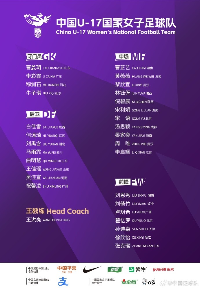 U17女足30人將在蘇州集訓(xùn)備戰(zhàn)世界杯，姜寧、朱挺擔(dān)任訓(xùn)練員
